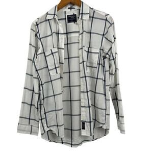Abercrombie & Fitch Women’s Blue/White Plaid Boyfriend Shirt Size S Lightweight